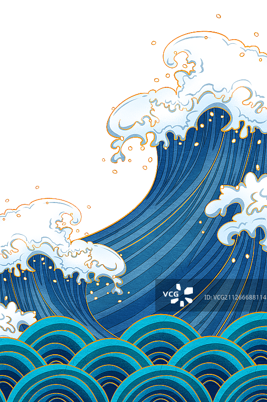 国潮风海浪插画元素图片素材