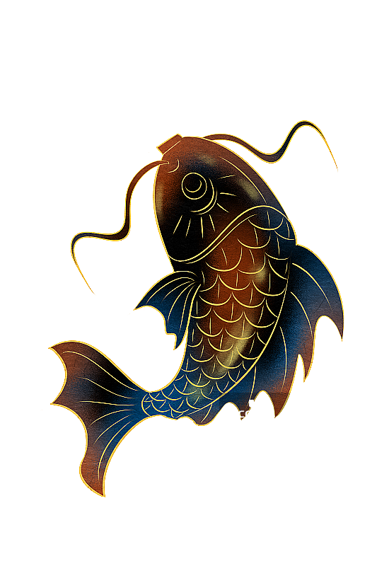 国潮风黑色的鲤鱼插画元素图片素材