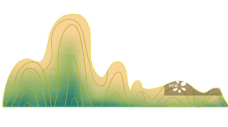中国风青山插画元素图片素材