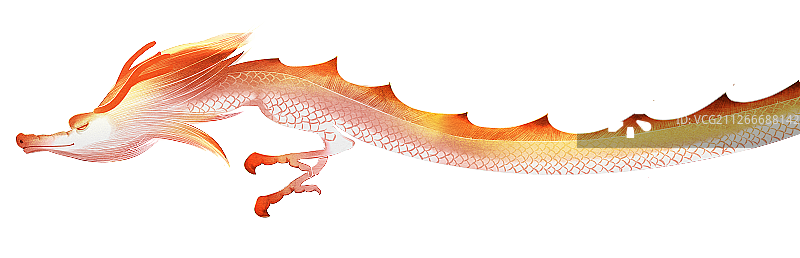 国潮风天空中飞翔的龙插画元素图片素材