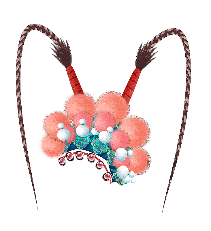 国潮风京剧刀马旦头饰插画元素图片素材