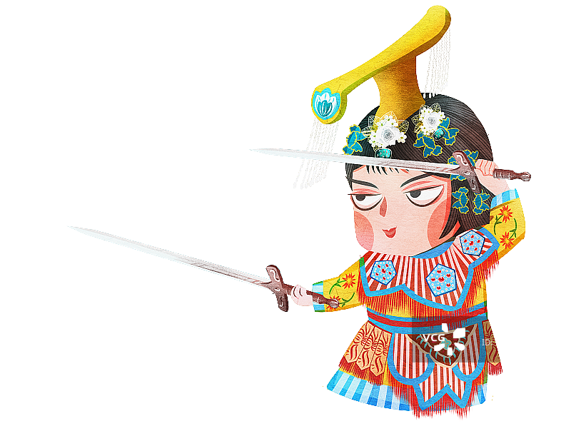 国潮风京剧角色旦角四大美人虞姬插画人物元素图片素材