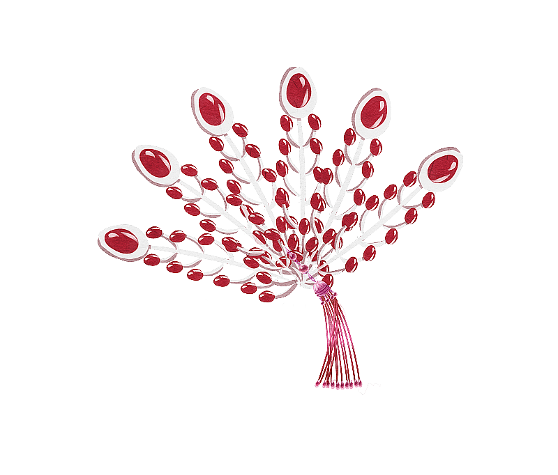 中国风红色的古代女性头饰插画元素图片素材