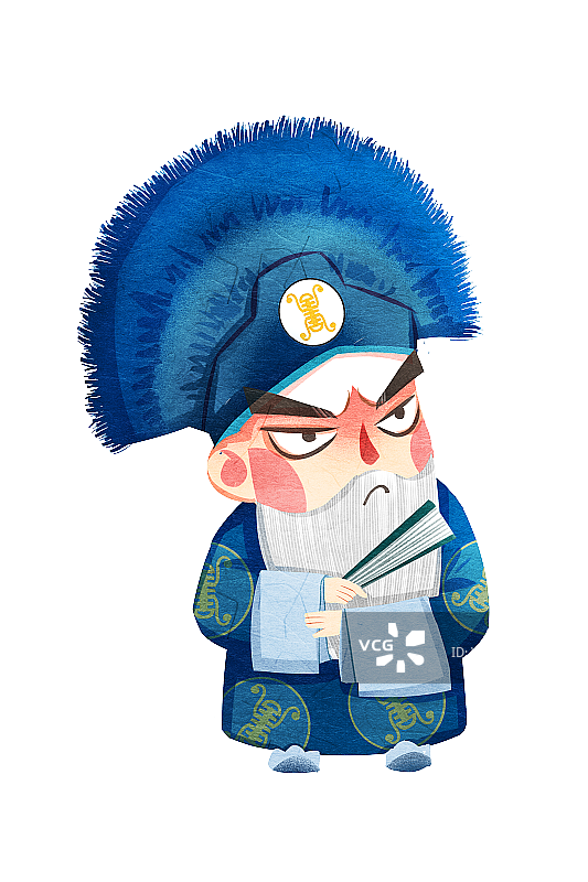 国潮风京剧角色老生插画人物元素图片素材