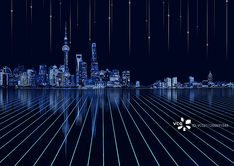 大数据概念上海都市风光图片素材
