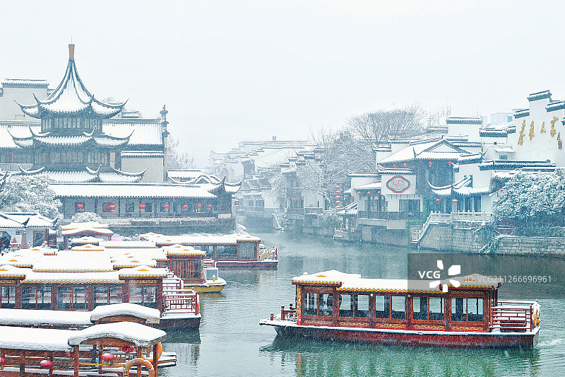 夫子庙雪景自然风光图片素材