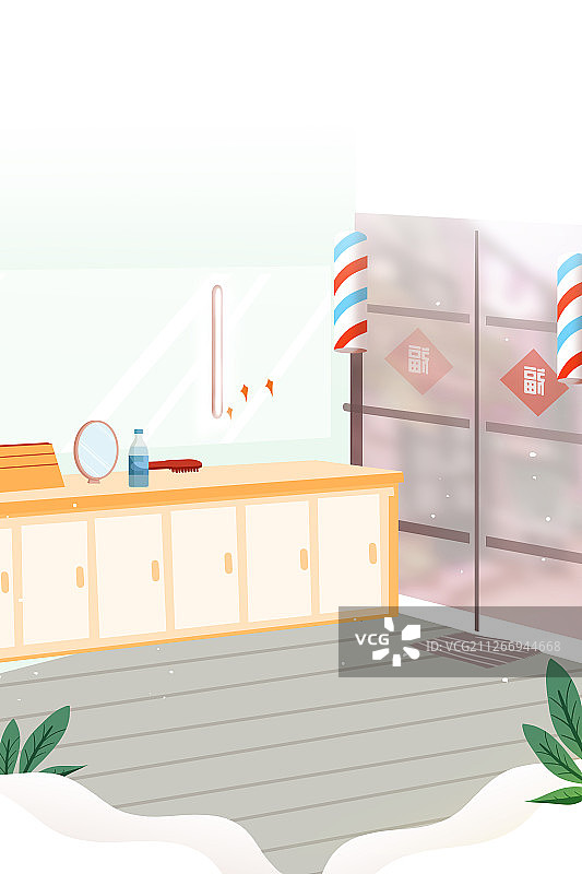 卡通理发店造型店场景插画图片素材