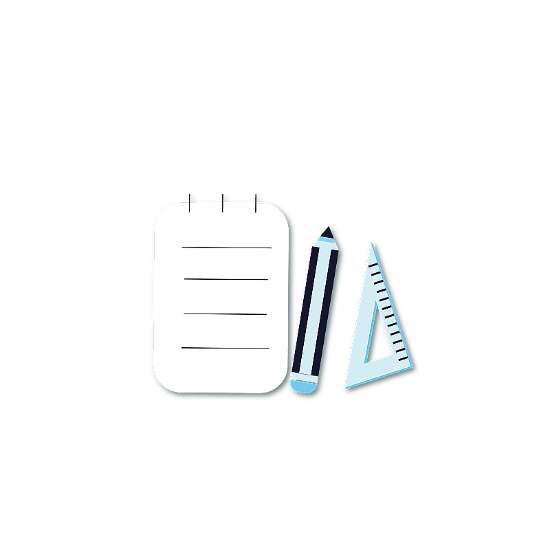 扁平风手绘笔记本铅笔三角尺图片素材