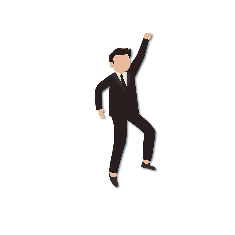 扁平风穿西装跳跃欣喜的男子图片素材