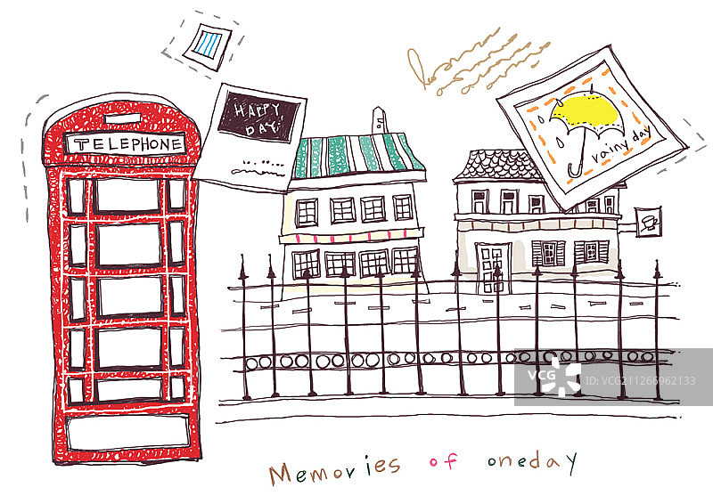 街道线条插画图片素材