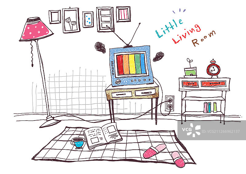 房屋物品线性插画图片素材