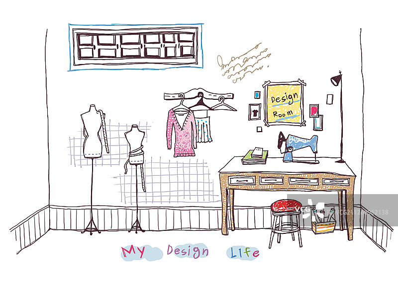 房屋物品线性插画图片素材