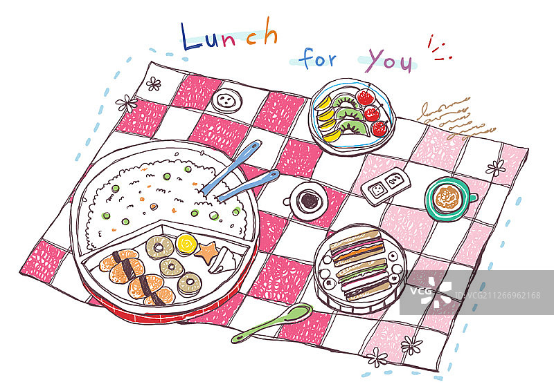 午餐线性插图图片素材