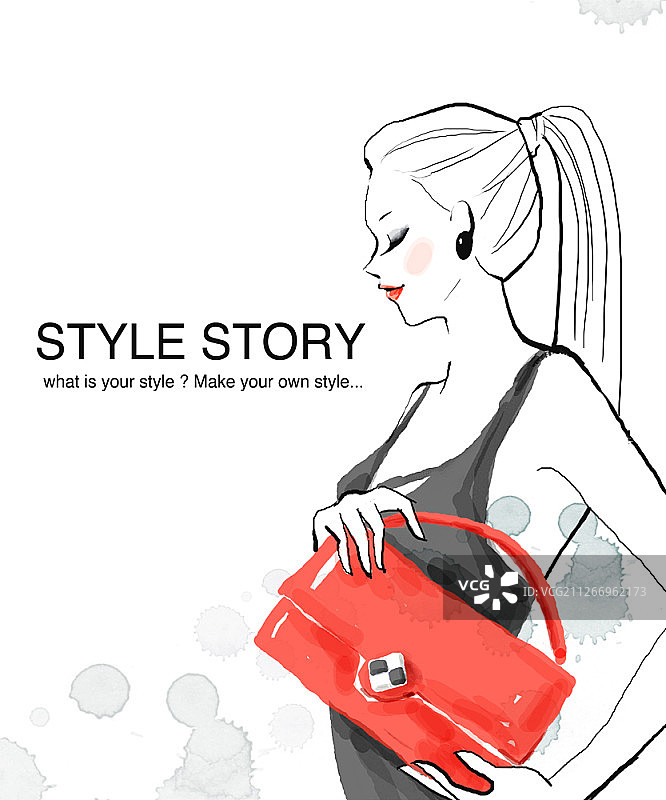 时尚女性水彩插画图片素材