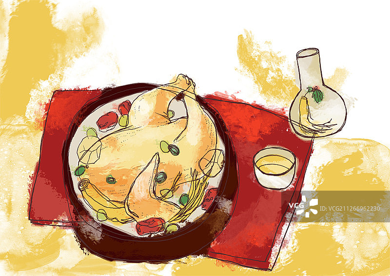 鸡汤插画图片素材