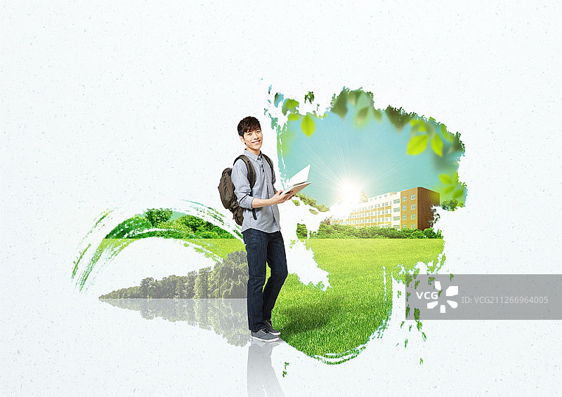 以学校为背景的大学生数字合成图像图片素材