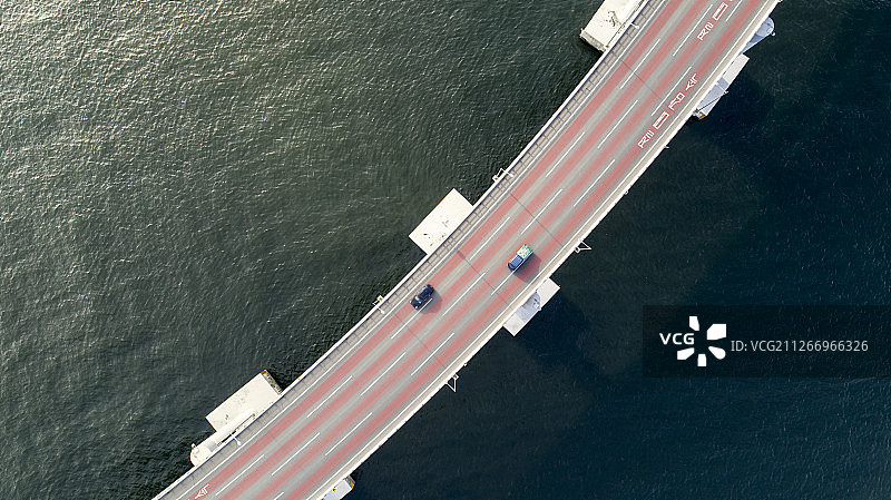 韩国釜山海域与大桥航拍景观图片素材