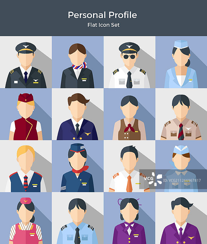 扁平风格人物图标集图片素材