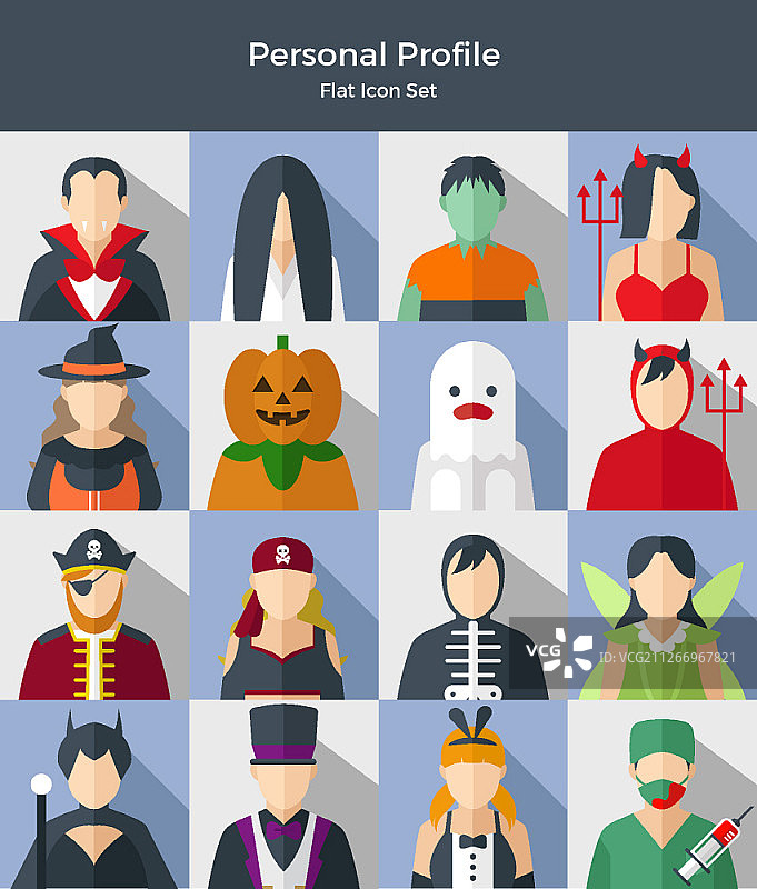 扁平风格人物图标集图片素材