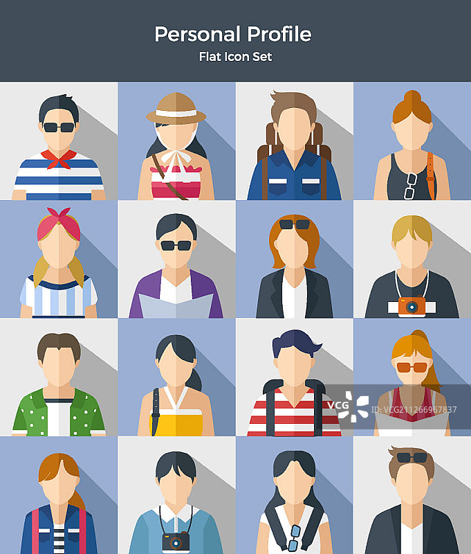 扁平风格人物图标集图片素材