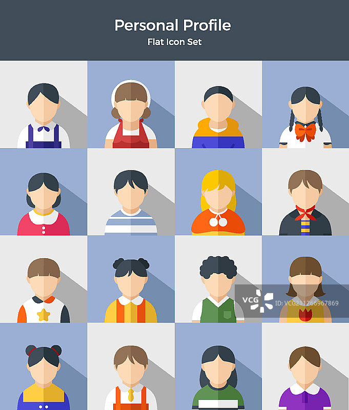扁平风格人物图标集图片素材