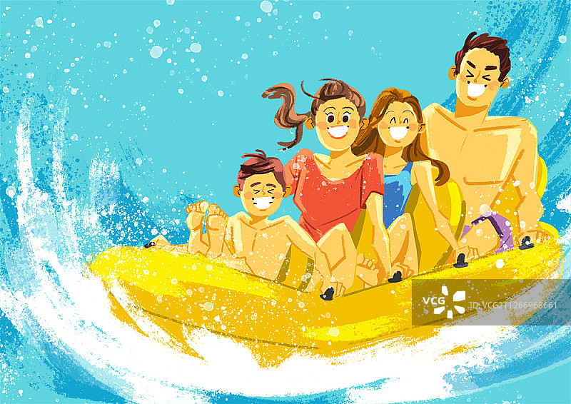 夏季度假的家庭插画图片素材