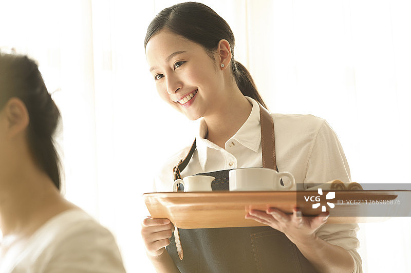咖啡店女店员图片素材