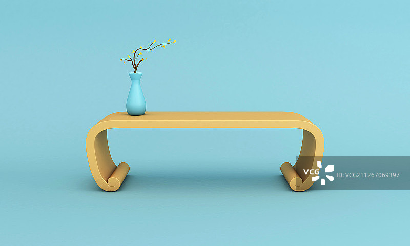 新中式淡雅风茶几花瓶展示场景图片素材