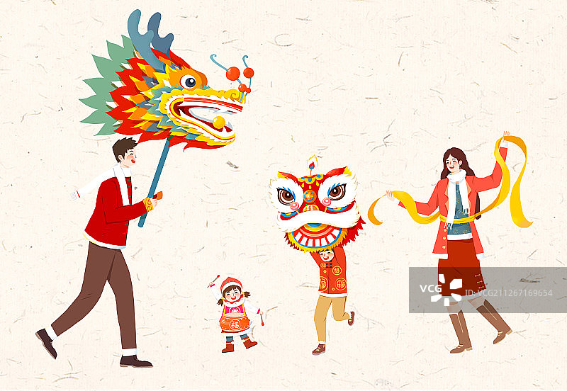 舞龙舞狮扭秧歌图片素材