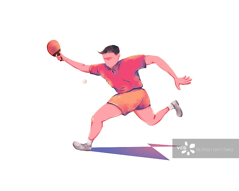 插画运动抽象几何乒乓球人物元素图片素材