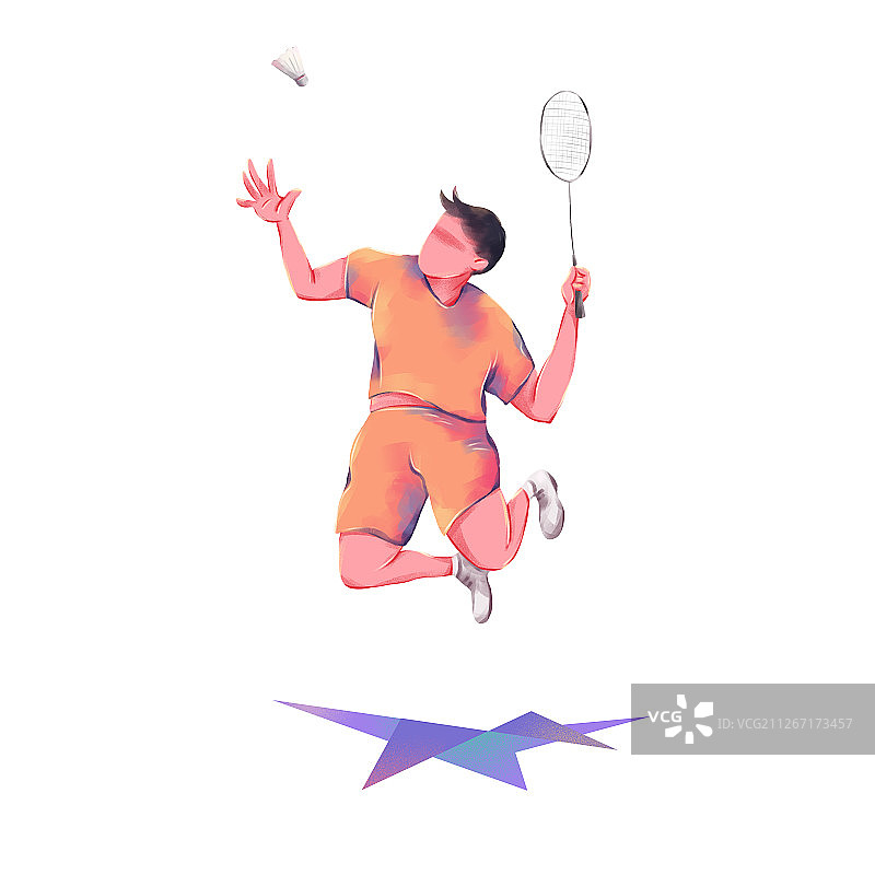 插画运动抽象几何羽毛球人物元素图片素材