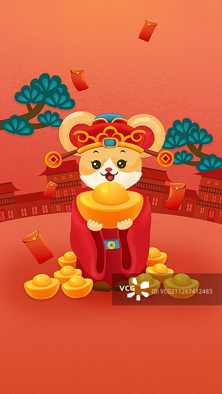 鼠年招财进宝图片素材