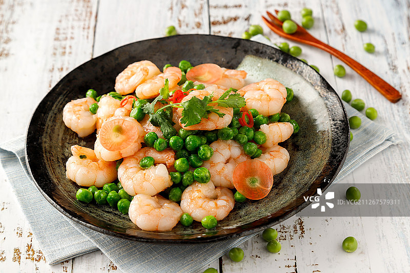青豆炒虾仁图片素材