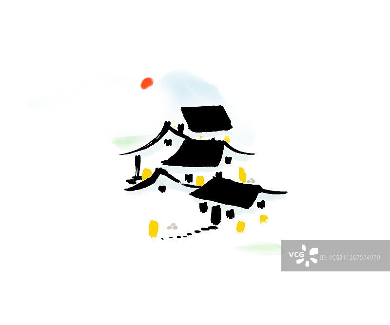 彩色江南日出印象图片素材