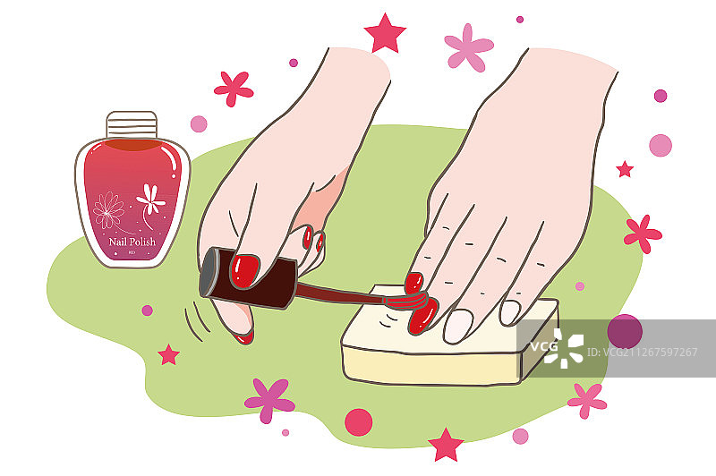 手指甲在擦指甲油特写图片素材