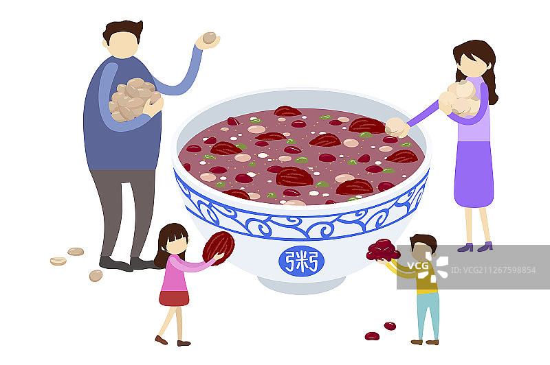 全家人一起来制作腊八粥图片素材