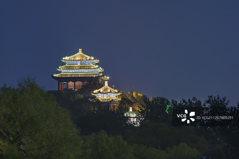 景山公园夜景图片素材