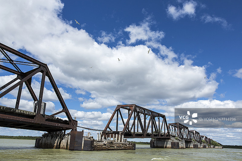 加拿大马尼托巴省哈德逊湾的铁路轨道图片素材