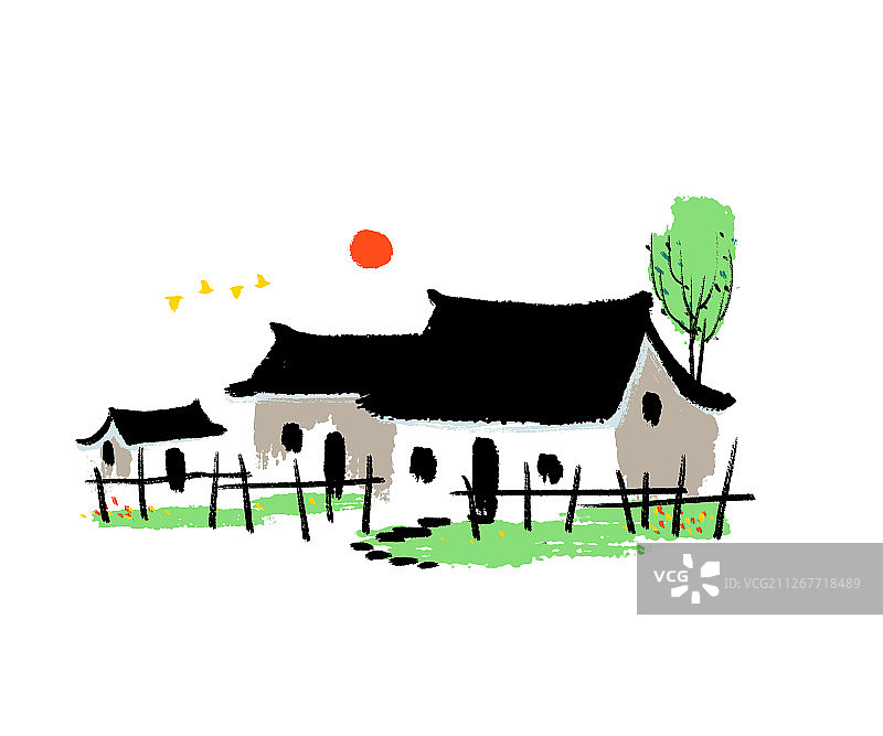 乡村版画系列图片素材