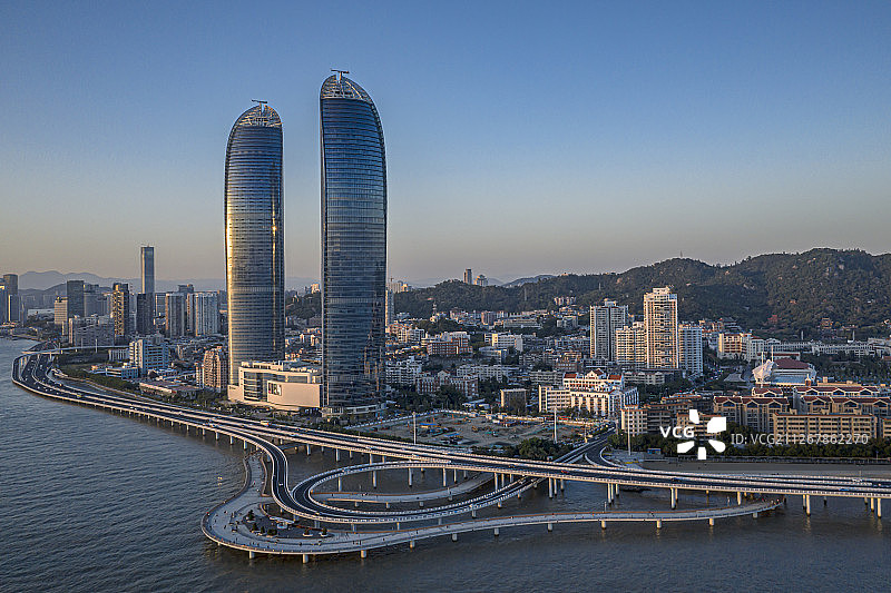 航拍厦门双子塔图片素材