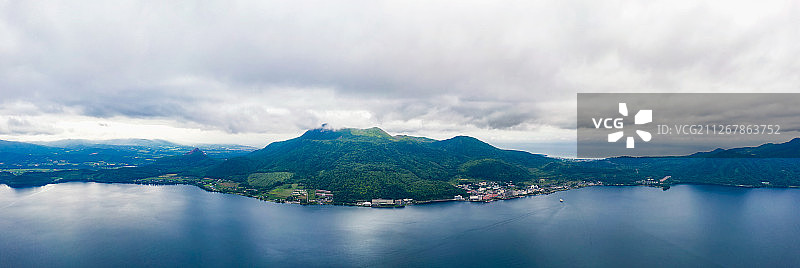 日本北海道洞爷湖航拍户外风光图片素材