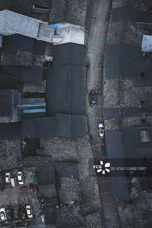 正上方拍摄古典小镇图片素材