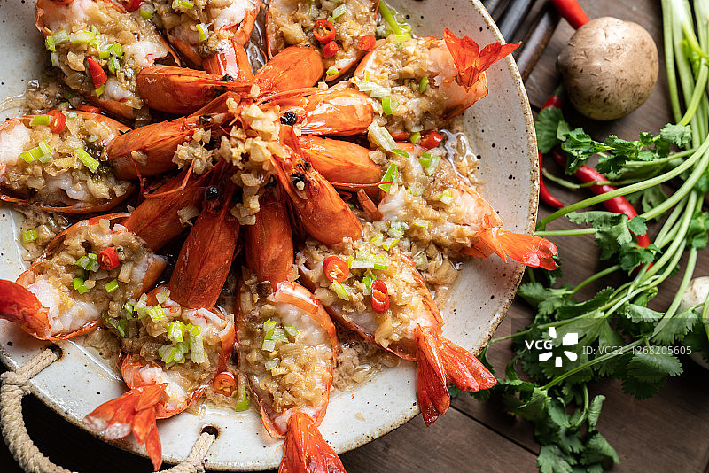 粉丝蒜茸开背虾图片素材