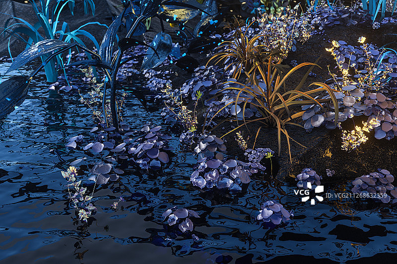 华贵鲜艳的植物花园 三维渲染图片素材