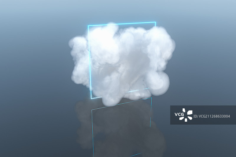 水面上漂浮的云朵与倒影 三维渲染图片素材