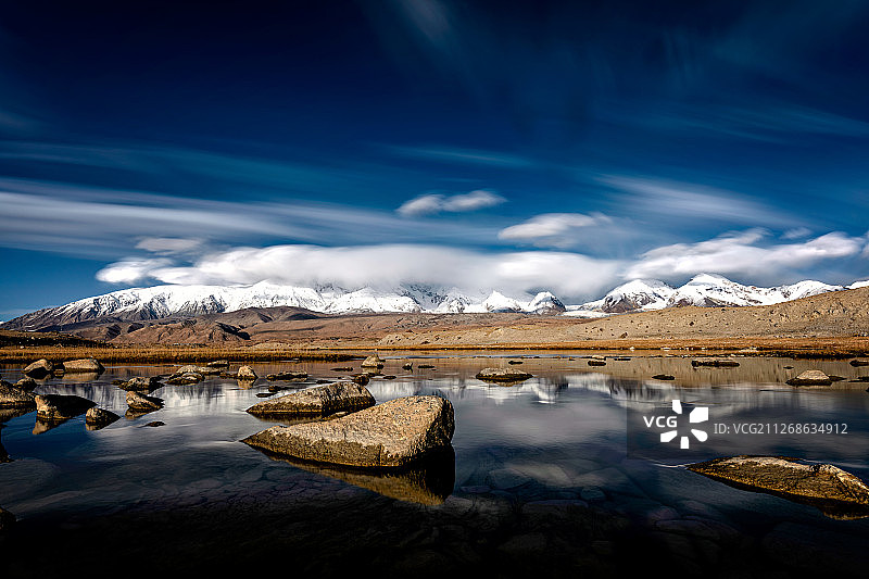 帕米尔高原的公格尔九别峰图片素材