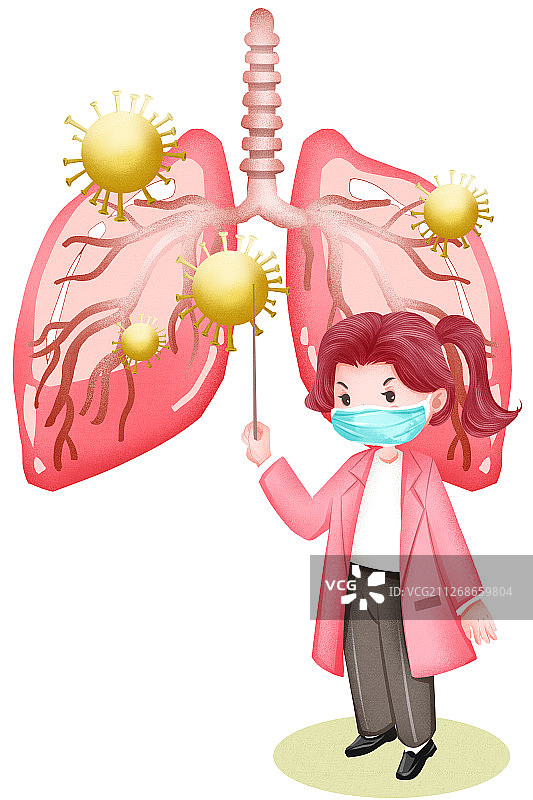 医生讲解传染病肺炎知识插画图片素材