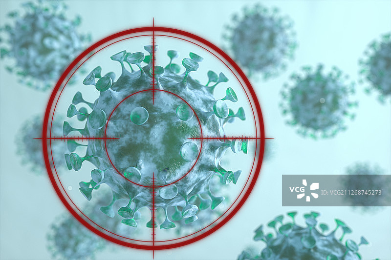 病毒与瞄准镜头 三维渲染图片素材