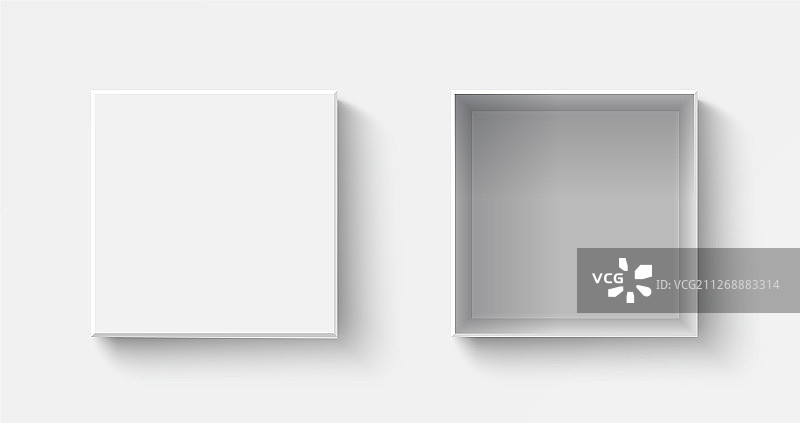 白色方形盒子顶视图开合礼品图片素材
