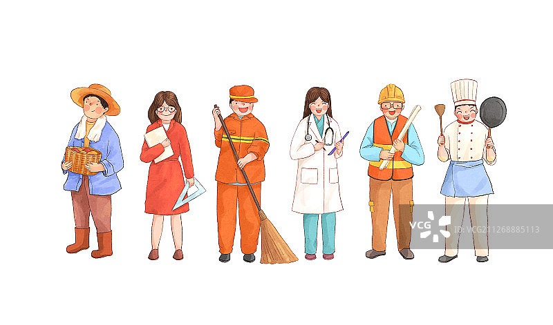 开心的劳动人民人物插画图片素材